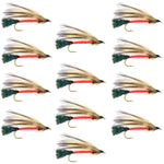 Set of 12 Light Spruce Classic Trout Wet Streamer Flies with size 4 hooks for fly fishing, by The Fly Fishing Place.