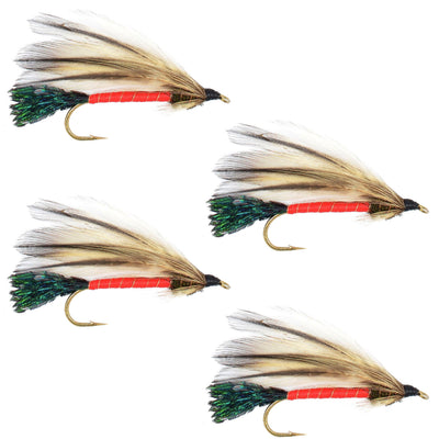Set of four Light Spruce Classic Streamer Flies for trout fishing, size 4 wet flies by The Fly Fishing Place.