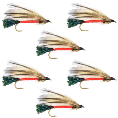 Six Light Spruce Classic Streamer Flies for trout fishing, size 4 hooks, designed by The Fly Fishing Place.
