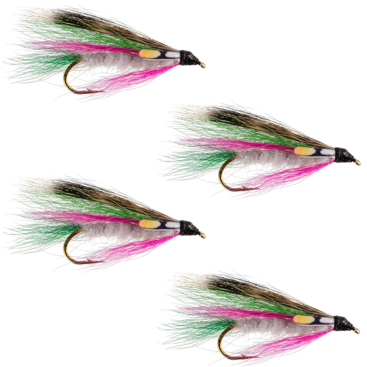 Set of four Little Rainbow Trout Classic Streamer Flies, size 4, fishing wet flies for trout from The Fly Fishing Place.