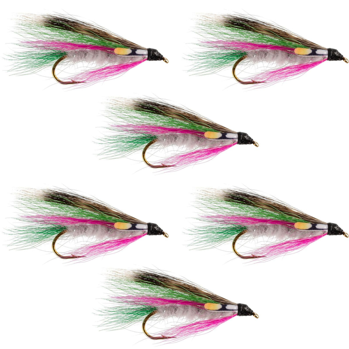Set of six Little Rainbow Trout Classic Streamer Flies for fly fishing, size 4, featuring colorful trout wet flies by The Fly