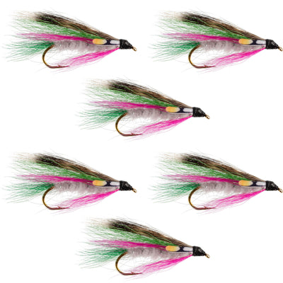 Set of six Little Rainbow Trout Classic Streamer Flies for fly fishing, size 4, featuring colorful trout wet flies by The Fly Fishing Place.
