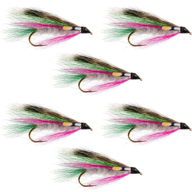 Set of six Little Rainbow Trout Classic Streamer Flies for fly fishing, size 4, featuring colorful trout wet flies by The Fly Fishing Place.