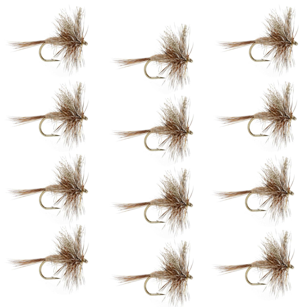 March Brown Classic Dry Fly set of 12 trout dry flies with size 12 hooks, designed for fly fishing by The Fly Fishing Place.