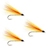 Three Mickey Finn Classic streamer flies for trout fishing, hook size 4, from The Fly Fishing Place, featuring vibrant feather and fur patterns.