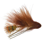 Mini sex dungeon streamer in brown color, designed for trout fly fishing, from The Fly Fishing Place, size 6, with articulated features.