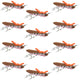 Moorish Hopper Brown Pink Foam Body Grasshopper Fly - 1 Dozen Flies Hook Size 10