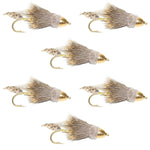 Set of 6 Cone Head Muddler Minnow trout and bass streamer flies for fly fishing, size 10, by The Fly Fishing Place.