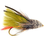 Olive Marabou Muddler Minnow streamer fly for trout, size 8, by The Fly Fishing Place, featuring marabou feather for realistic bait.