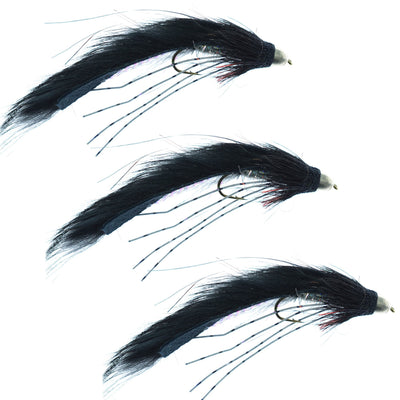 Set of three black cone head Muddy Buddy trout wet flies for fly fishing, size 4, by The Fly Fishing Place.