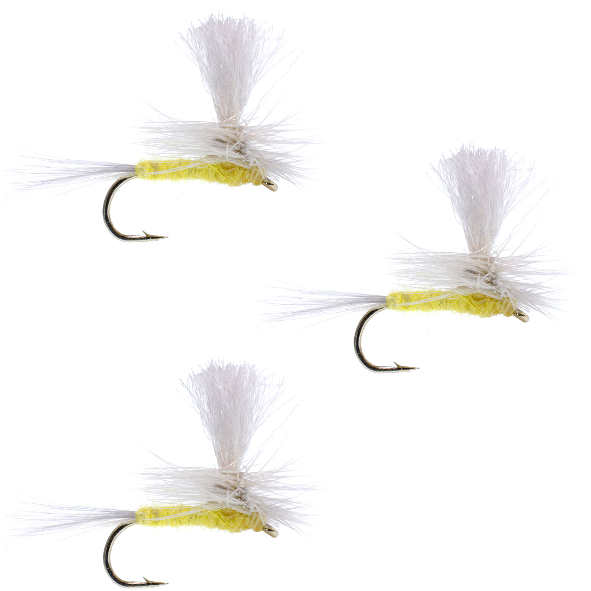 Three Pale Morning Dun PMD dry fly fishing flies in size 14 for trout, designed by The Fly Fishing Place.