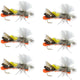 Parachute Chernobyl Ant Black Orange Foam Body Grasshopper Fly - 6 Flies Hook Size 10