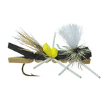 Black tan foam Chernobyl Ant fly with grasshopper legs, size 10, designed for trout dry fly fishing by The Fly Fishing Place.