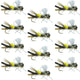 Parachute Chernobyl Ant Black Tan Foam Body Grasshopper Fly 1 Dozen Flies Hook Size 10