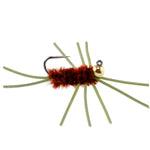 Set of 6 Pat's Rubber Legs Tungsten Bead Euro Nymphs, brown trout wet flies with jigged bodies and rubber legs for fly fishing.
