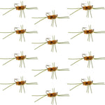 Barbless Pat's Rubber Legs Tungsten Bead Jigged Coffee/Tan Euro Nymph  - Set of 12 Flies Hook Size 10