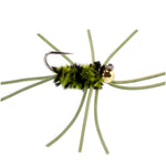 Pat's Rubber Legs Tungsten Jig trout wet fly in black and olive, size 10, designed for euro nymph fishing.