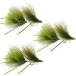 Set of three Circus Peanut Envy articulated trout wet flies in green and white, size 6, designed for fly fishing.