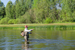 Yellow foam grasshopper dry fly for trout fishing, size 8, with realistic body and wings, by The Fly Fishing Place, dozen pack.