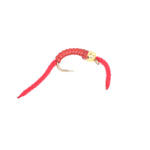 Red V-rib Power Worm trout wet fly with bead head, size 10, designed for nymph fishing, by The Fly Fishing Place.