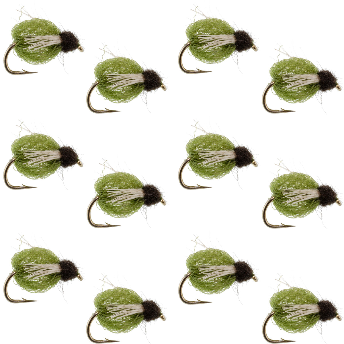 LaFontaine Olive Deep Sparkle Caddis Pupa - 1 Dozen Flies Hook Size 18