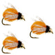 3 Pack Bead Head LaFontaine Amber Deep Sparkle Caddis Pupa - Hook Size 14