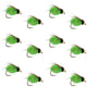 Bead Head LaFontaine Green Deep Sparkle Caddis Pupa - 12 Flies Size 12