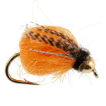 Bead Head LaFontaine Deep Sparkle October Caddis Pupa fly in burnt orange, size 8, with a shimmering caddis nymph appearance.