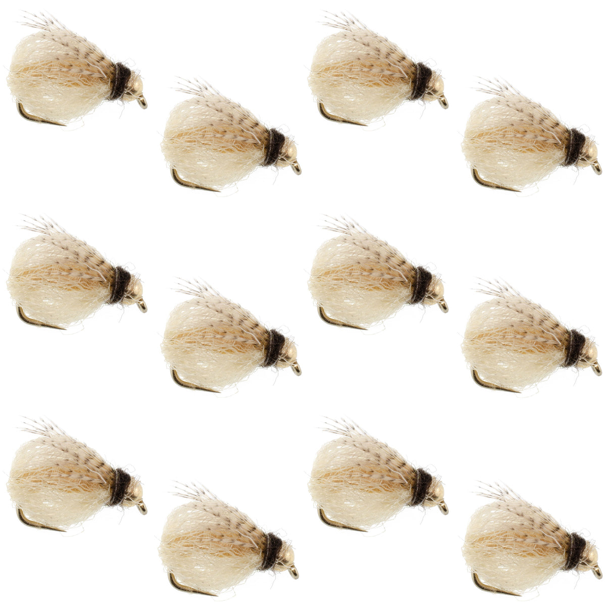 Bead Head LaFontaine Tan Deep Sparkle Caddis Pupa - 12 Flies Size 14