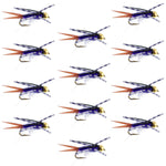 Bead Head Purple Batman Rubber Legs Nymph Fly - 12 Flies Hook Size 16