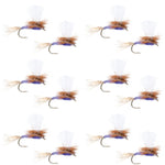 Set of 12 Purple Haze dry fly fishing flies by The Fly Fishing Place, size 12, designed for trout fishing.