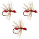 3 Pack Red Fur Flying Ant Terrestrial Trout Dry Fly - Hook Size 14