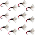Red Zebra Sakasa Kebari Tenkara fly set with 12 size 12 nymph flies, featuring red and zebra pattern for fishing success.