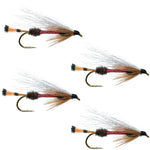 Set of four Royal Coachman Bucktail classic trout wet streamer flies with size 4 hooks, designed for fly fishing.