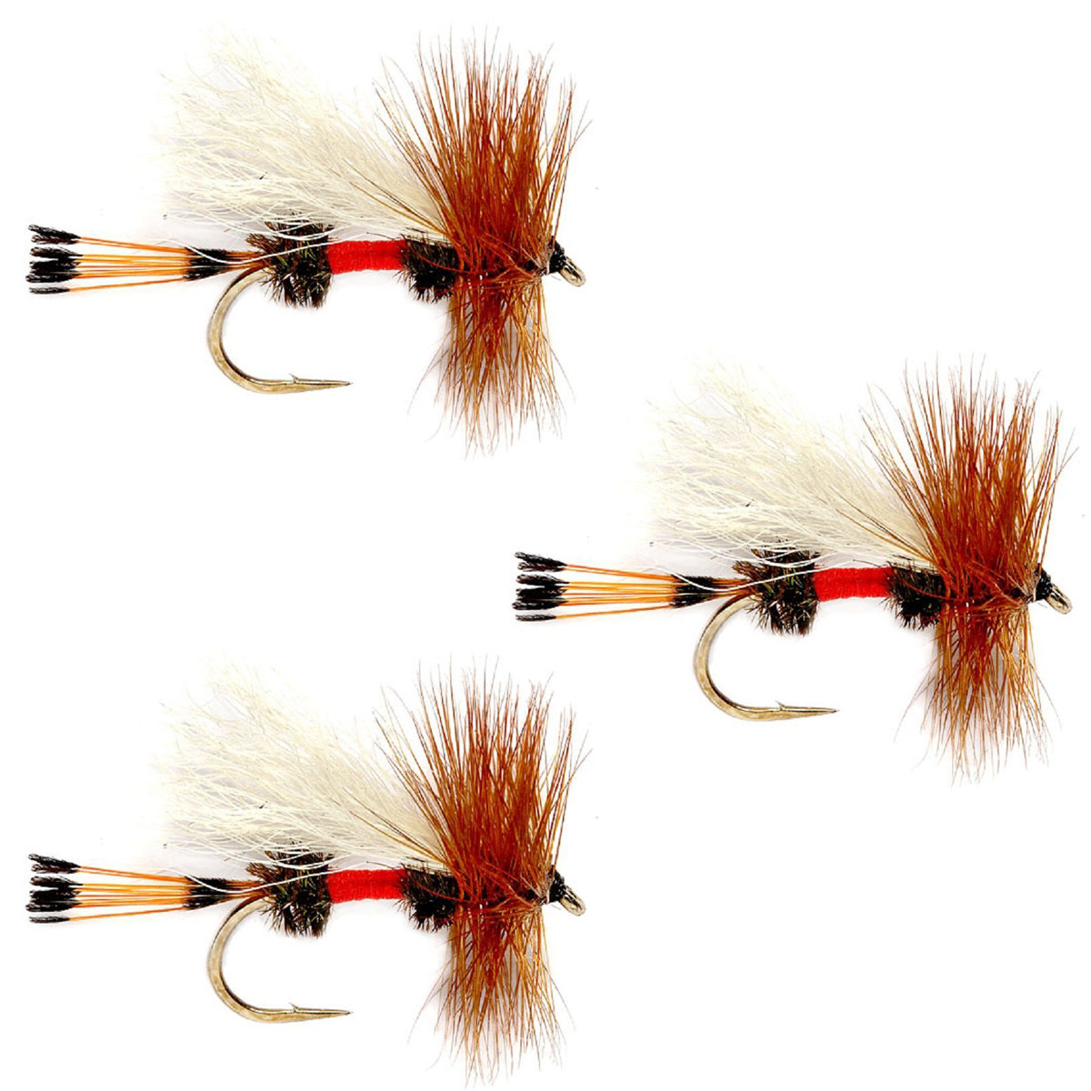 Three Royal Trude Classic Trout Dry Flies by The Fly Fishing Place, size 16 hook, designed for freshwater trout fishing.