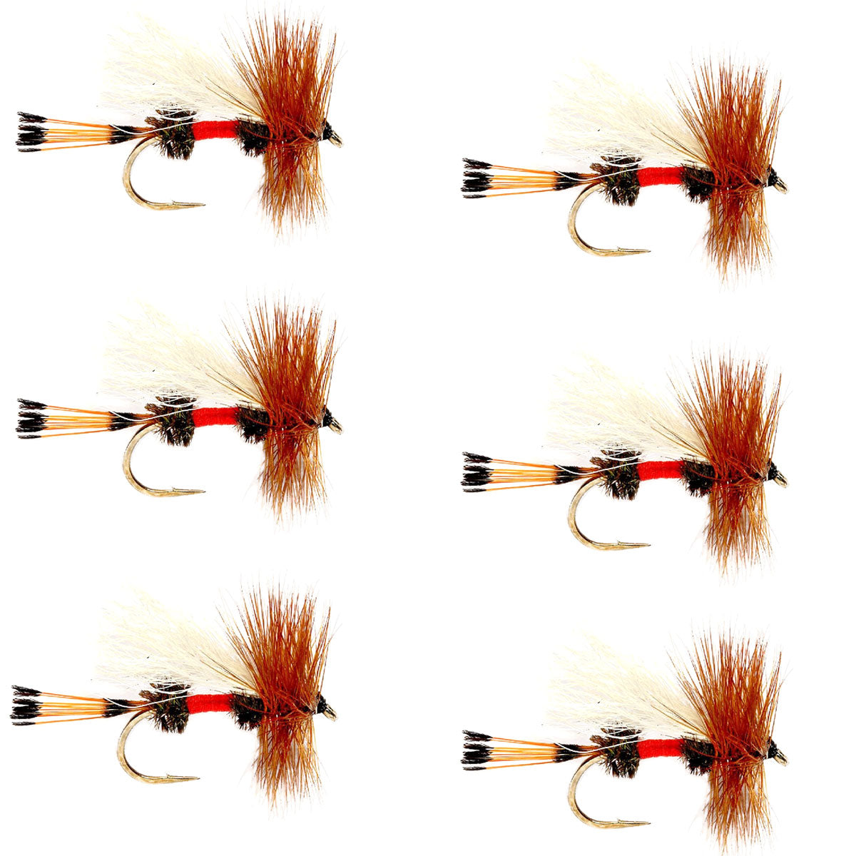 Royal Trude Classic Trout Dry Fly set of 6 fishing flies with size 10 hooks, designed for trout fishing by The Fly Fishing Place.