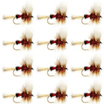 Set of 12 Royal Wulff Classic Hair Wing Dry Flies for trout fishing, size 16, by The Fly Fishing Place.