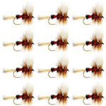 Set of 12 Royal Wulff Classic Trout Dry Flies, size 12, for fly fishing, by The Fly Fishing Place.
