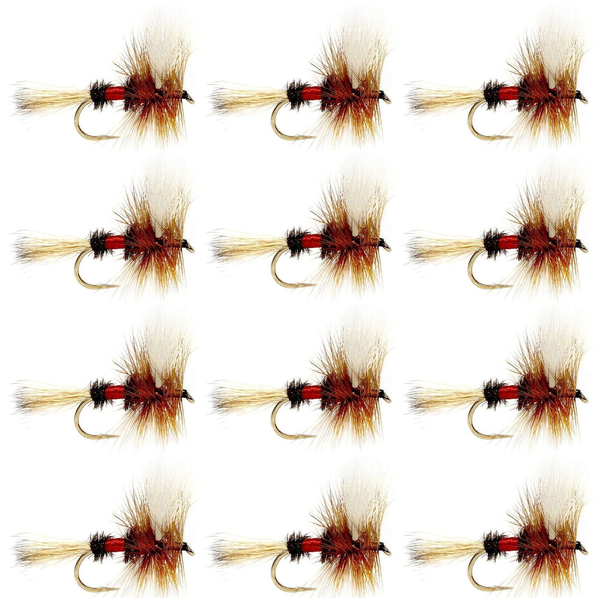 Royal Wulff Classic Trout Dry Fly set of 12 size 14 fishing flies, designed for trout dry fly fishing by The Fly Fishing Plac