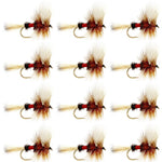 Set of 12 Royal Wulff Classic Trout Dry Flies size 10 by The Fly Fishing Place, featuring realistic fly patterns for trout fishing.