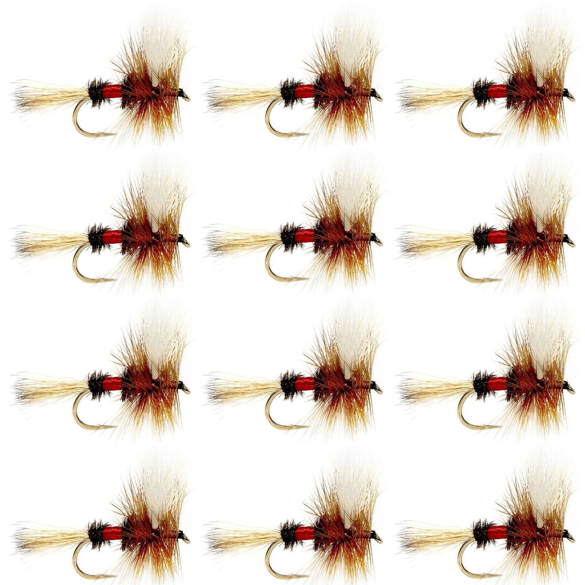 Set of 12 Royal Wulff Classic Trout Dry Flies size 10 by The Fly Fishing Place, featuring realistic fly patterns for trout fi