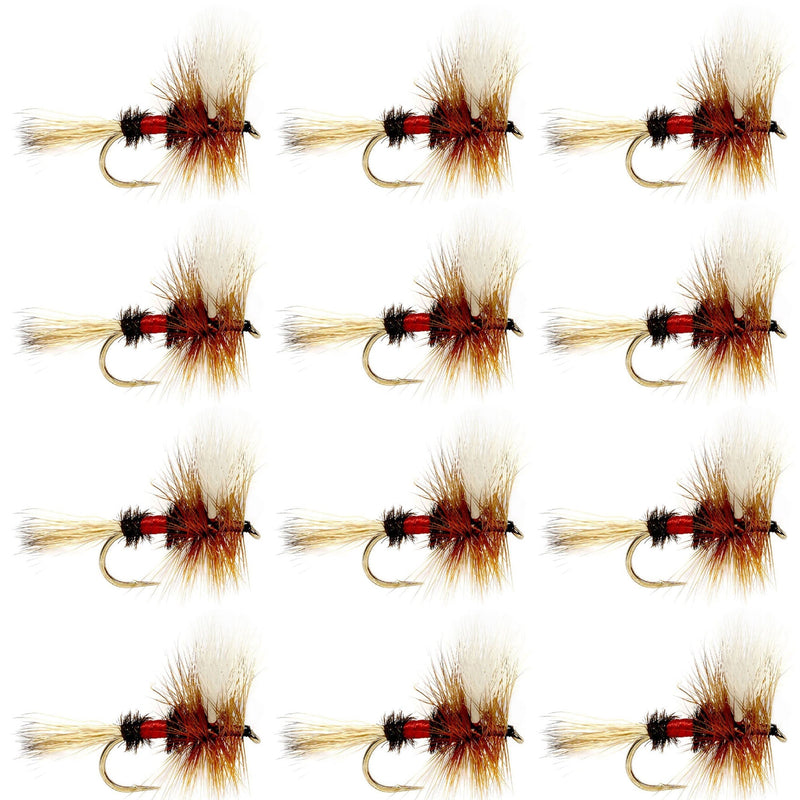 Set of 12 Royal Wulff Classic Trout Dry Flies size 10 by The Fly Fishing Place, featuring realistic fly patterns for trout fishing.