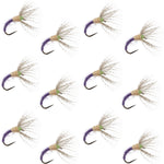 Grave Digger Sakasa Kebari Tenkara fly set with 12 purple nymph flies, size 10, by The Fly Fishing Place for fly fishing.