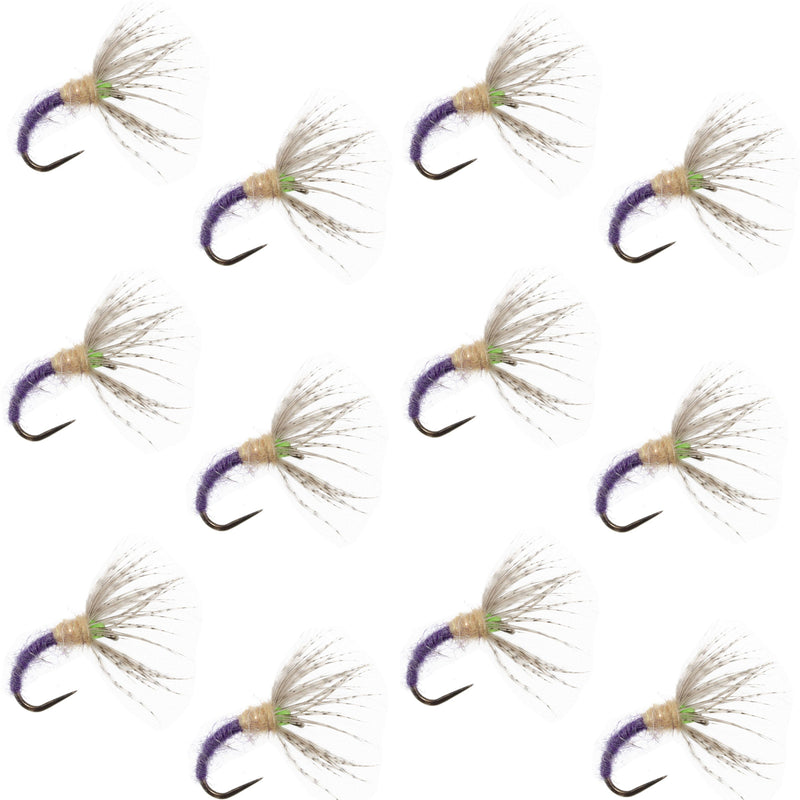 Grave Digger Sakasa Kebari Tenkara fly set with 12 purple nymph flies, size 10, by The Fly Fishing Place for fly fishing.
