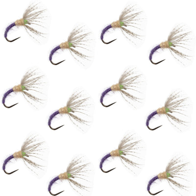 Grave Digger Sakasa Kebari Tenkara fly set with 12 size 14 purple nymph flies for fly fishing, by The Fly Fishing Place.
