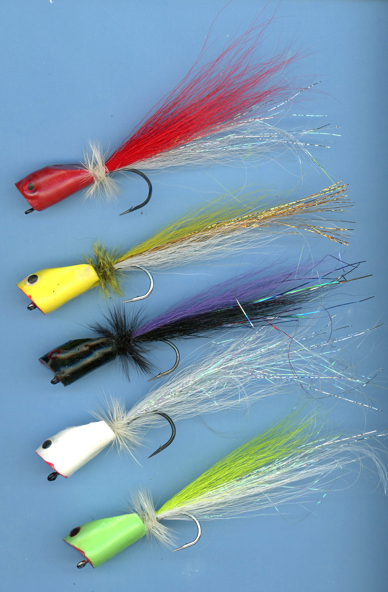 Clouser EZ Popper saltwater fishing lure with bright colors and realistic design, suitable for saltwater fishing.