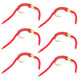 San Juan Worm Power Bead Gold Bead Red V-Rib - Set of 6 Nymph Flies Hook Size 12