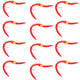 San Juan Worm Orange Bead Head Power Worm Red V-Rib - 1 Dozen Nymph Flies Hook Size 10