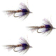 3 Pack Purple Shakey Bealy Fall Soft Hackle Wet Fly - Hook Size 10