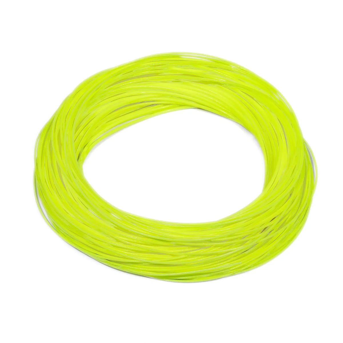 Chartreuse Silvertip Double Taper Fly Line by Jackson Hole Fly Company, showing detailed close-up of the fly line's taper and branding.
